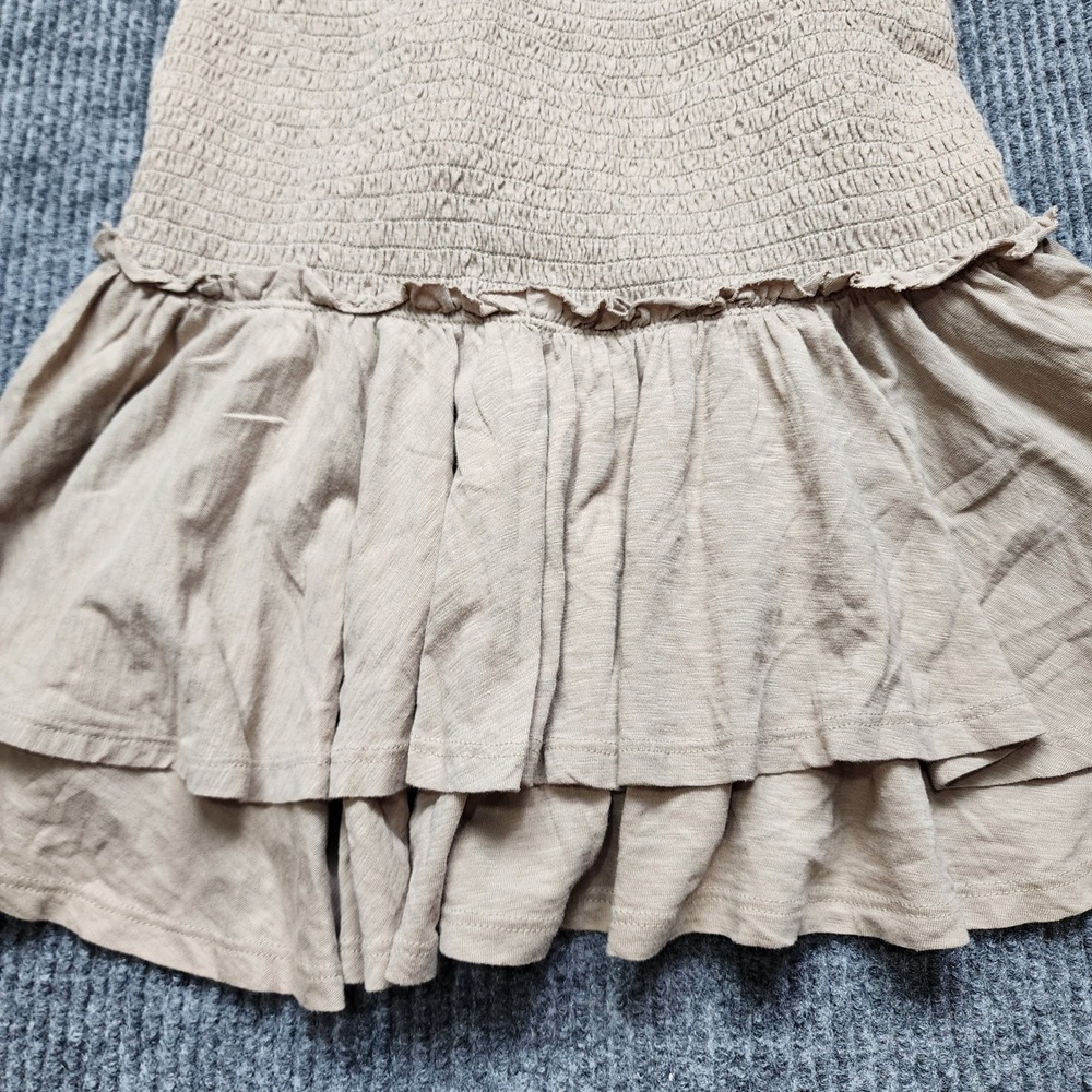 American Eagle Tan Smocked Tiered Ruffle Mini Dress Cotton NWT Medium Party - Picture 2 of 7